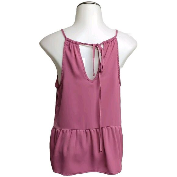Olive and Oak Top Women Small Sleeveless Tank Spaghetti Straps Keyhole Pink S - Picture 2 of 11